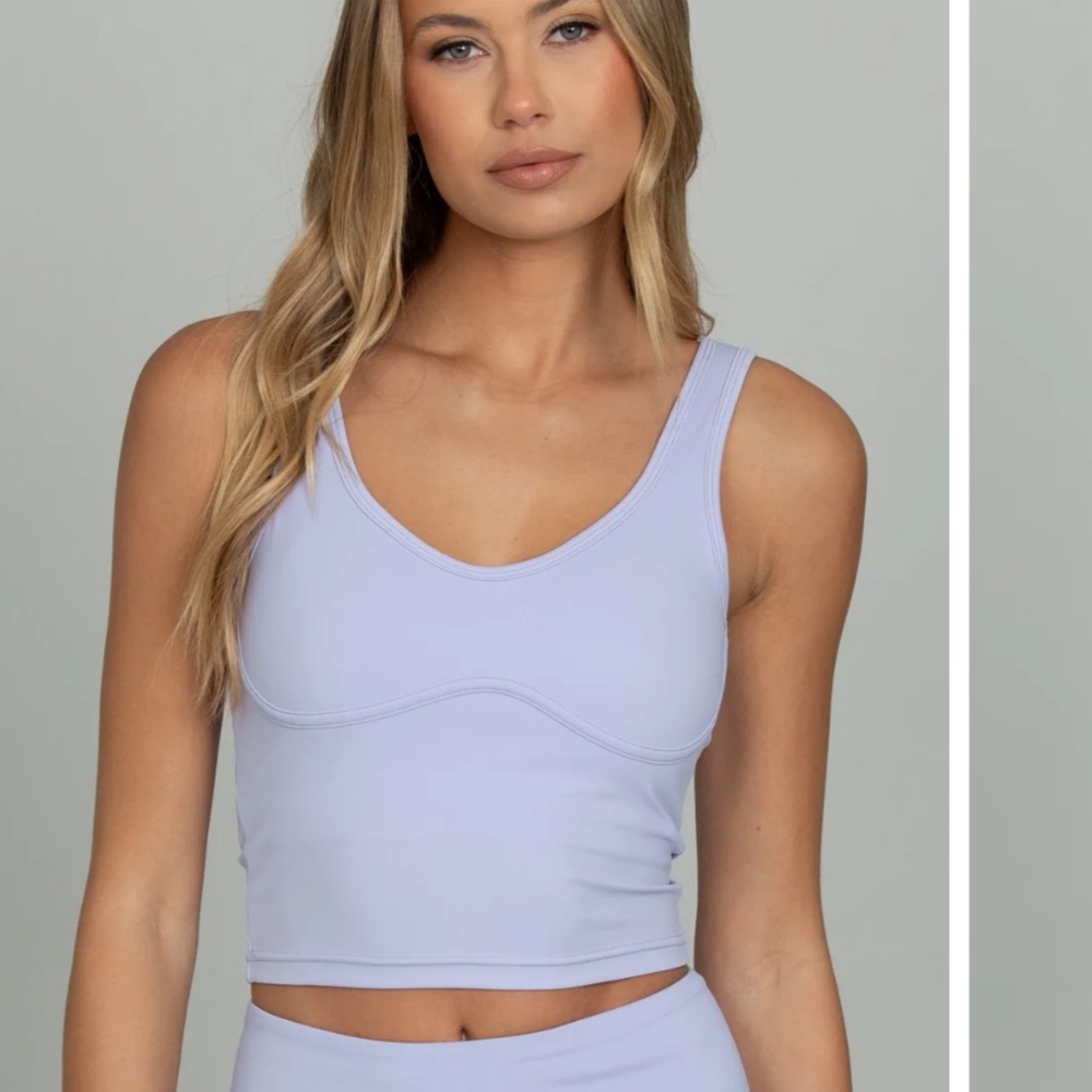 Gold Hinge Mid-Length Bra Top- Lavender Fields
